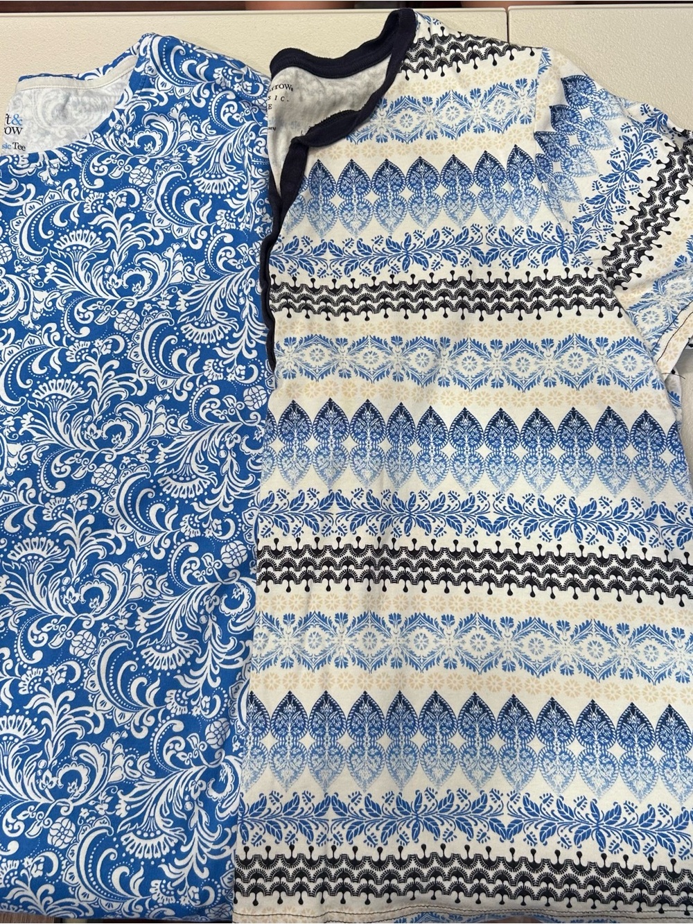 Bundle of 2 Women’s Croft & Barrow XXL Blue/White Short Sleeve 100% Cotton Tees - Picture 2 of 6